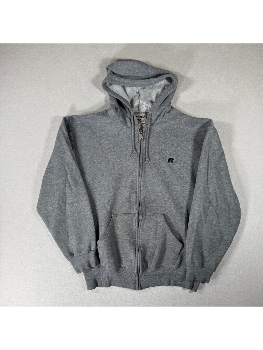 Y2K Russel Athletic Cotton Zip Up Croppy Hoodie Sz M - Picture 1 of 7